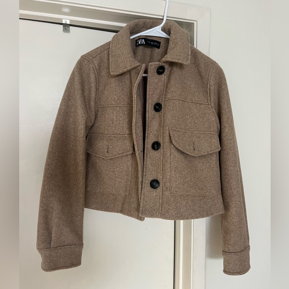 Zara cropped felt jacket